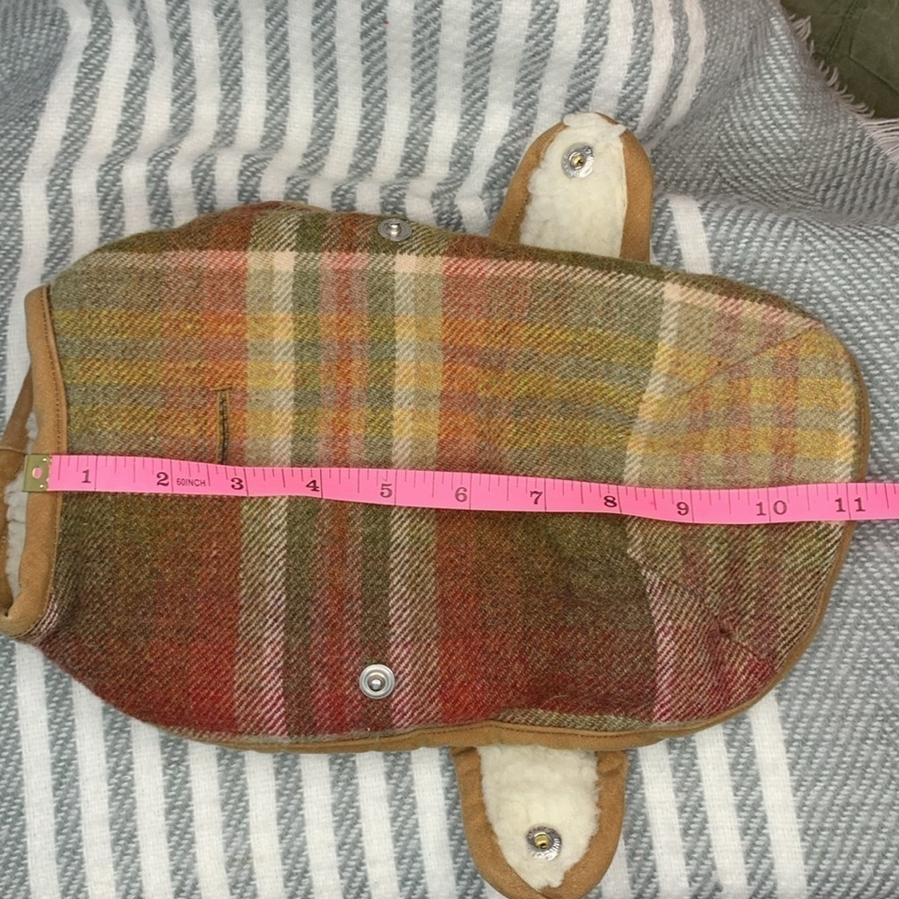Puppy Dog Jacket/Coat Snaps Lined Back Leash Hole Canvas Wool Plaid Extra Small - Picture 9 of 11